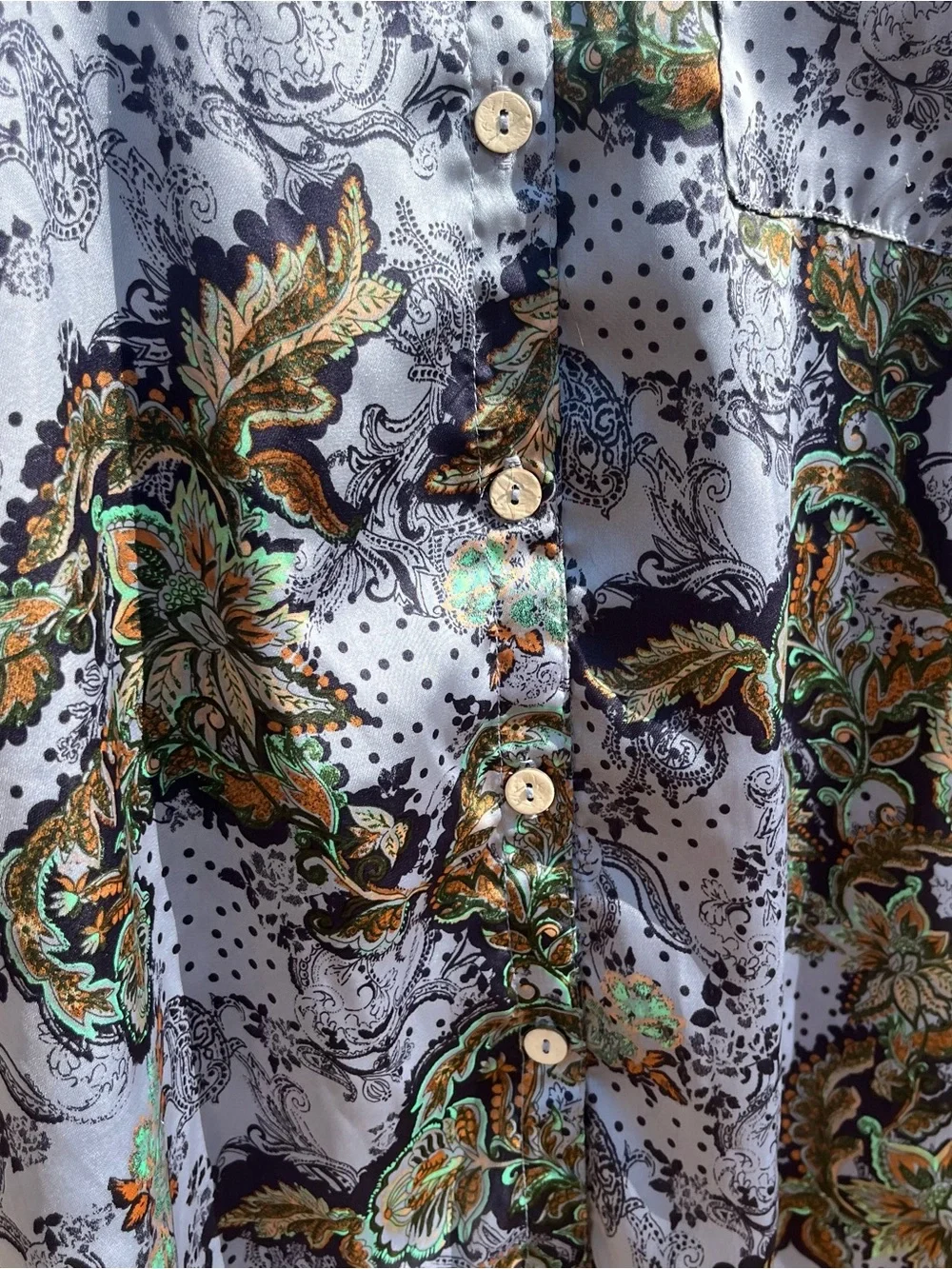 Free People Intimately Goddess Satin Paisley Oversized Sleep Shirt Size XS Boho